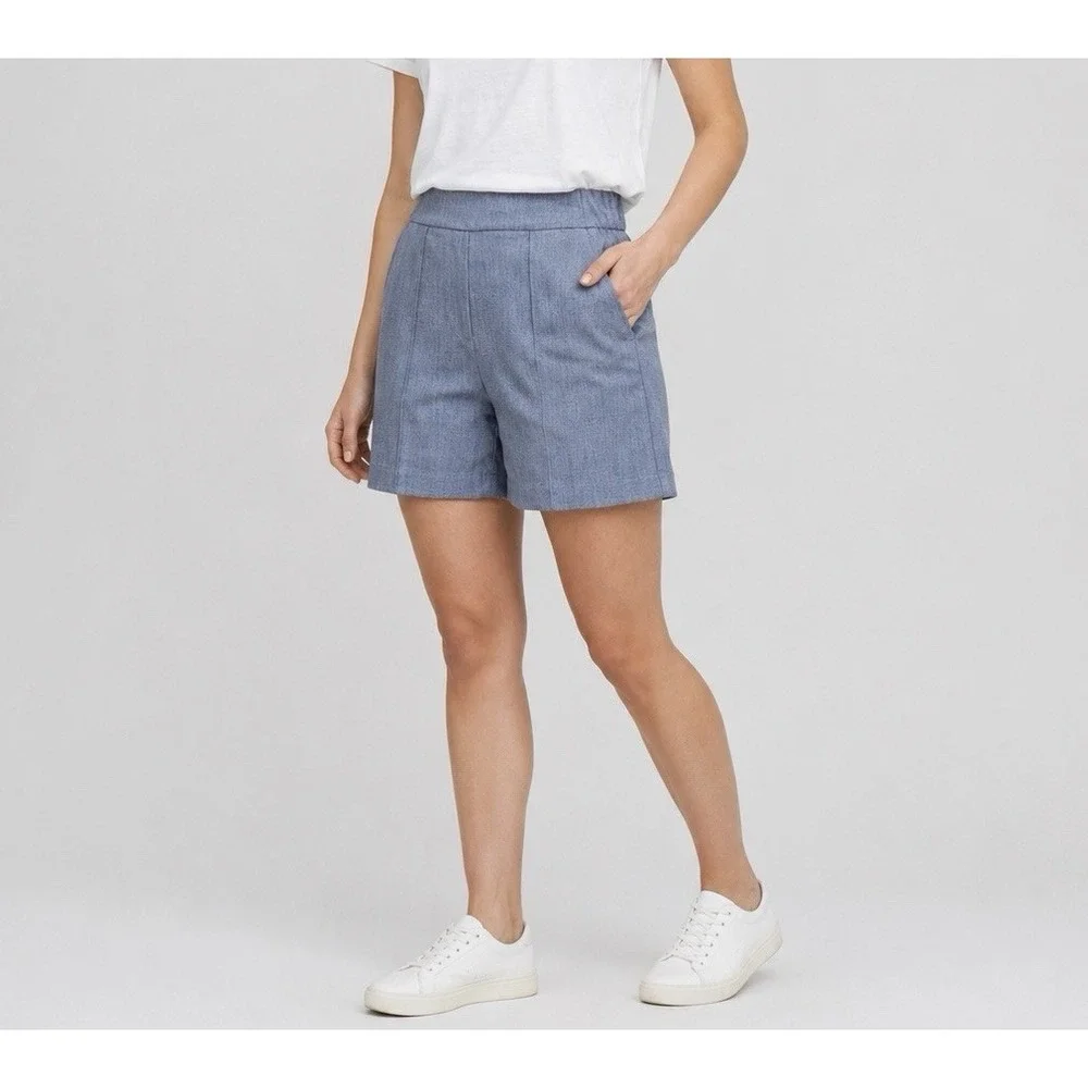 Ministry of Supply Women's Tailored Shorts Size S Blue Elastic Waist
